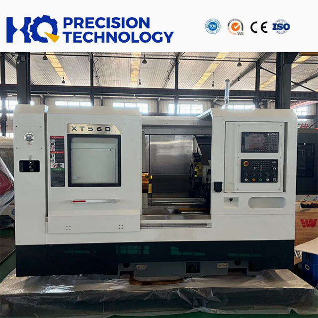 Slant bed CNC lathe, front view