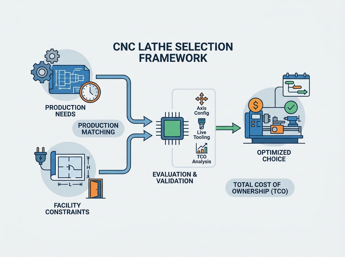 Modern CNC Lathe Machine on a manufacturing shop floor